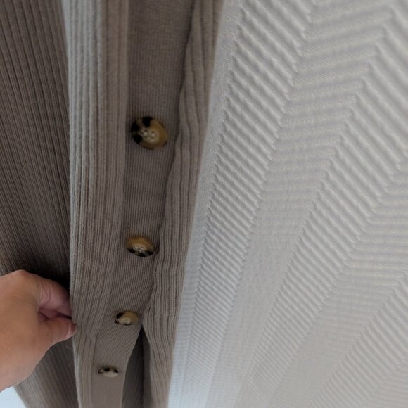 Hippie Rose Beige Neutral Ribbed Knit Tank Dress Side Buttons Size Medium - Picture 4 of 8